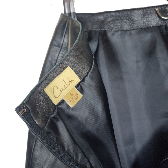 Caslon Leather Skirt with Laser Cut Floral Trim - Picture 3 of 7